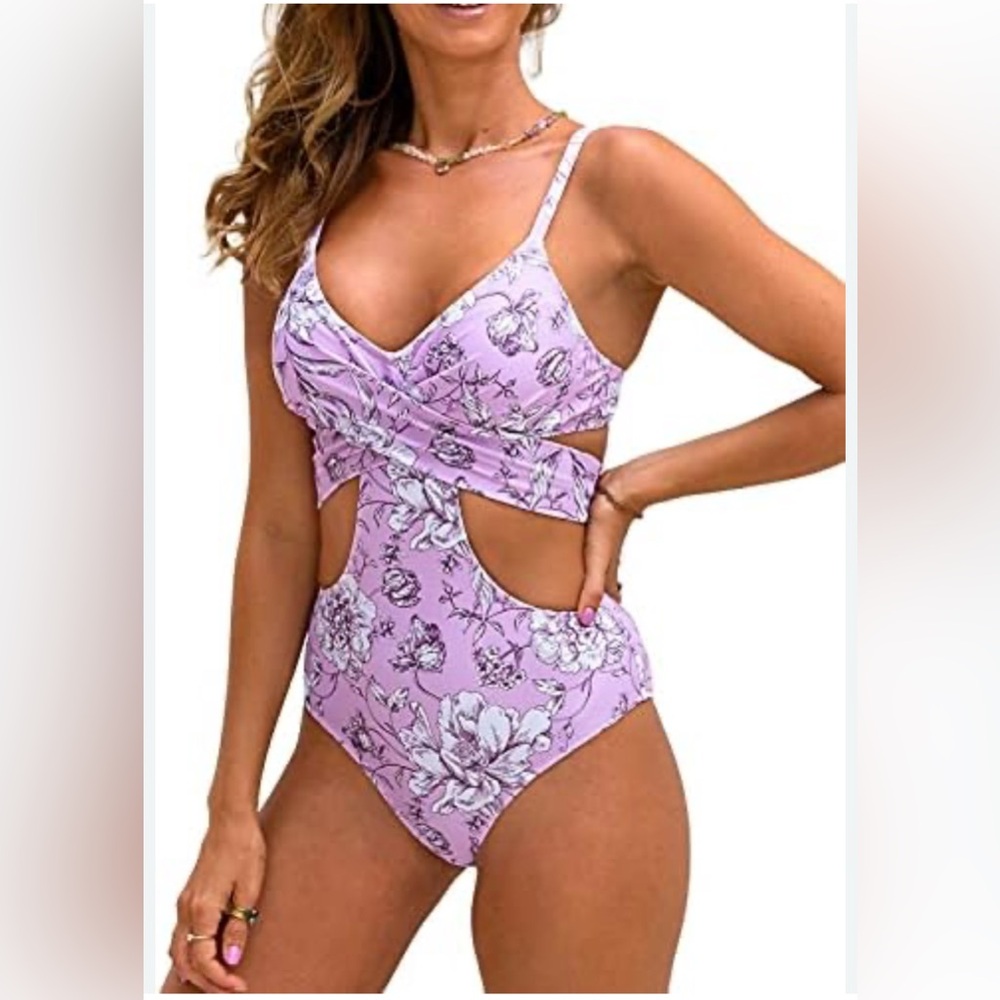 Floral Purple One Piece Swimsuit